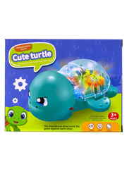 Cute Turtle Toy - Transparent Light-Up Walking Toy for Kids