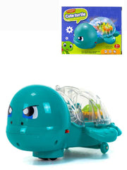Cute Turtle Toy - Transparent Light-Up Walking Toy for Kids